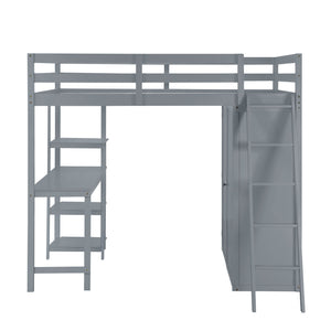 Loft Bed With Wardrobe And Desk And Shelves
