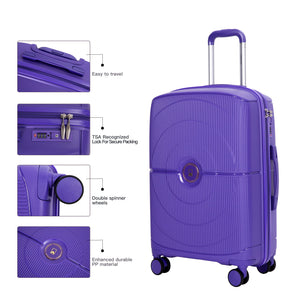 3 Piece Set Expandable Hardshell Suitcase Double Spinner Wheels