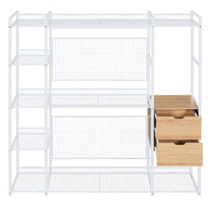 Open Style Wardrobe With Hanging Rails, Shelves And Drawers