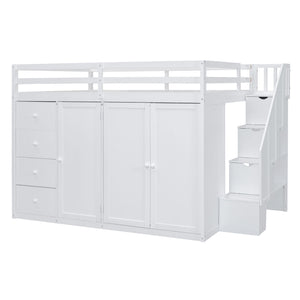 Loft Bed With Built In Wardrobes, Cabinets And Drawers