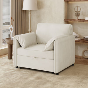 Convertible Pull Out Sofa Bed, 3 In 1 Convertible Sleeper Chair Adjustable Backrest With Thicked Cushions