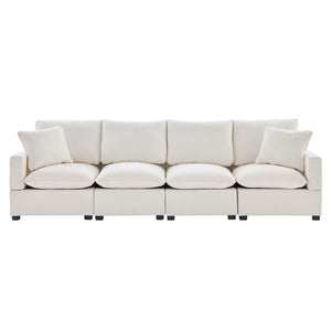 Modern Modular Sofa, 4 Seat Chenille Sectional Couch Set With 2 Pillows Included, Freely Combinable Indoor Funiture For Living Room, Apartment, Office