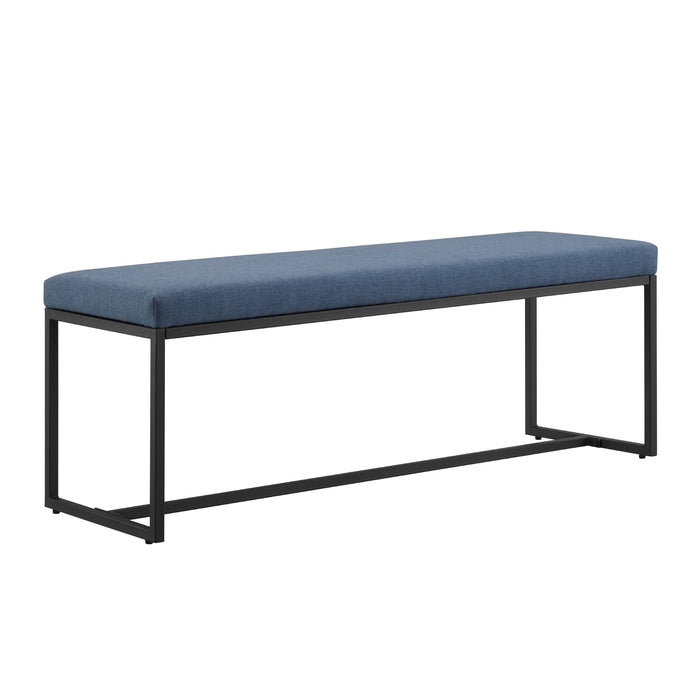 Modern Cushioned Upholstered Entry Bench With Base - Denim