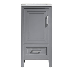 Fully Assembled 18'' Freestanding Single Bathroom Vanity With Ceramic Top - Gray