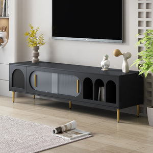 Modern TV Stand With 3 Shelves And 2 Cabinets