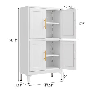 Metal Kitchen Storage Cabinet, Kitchen Pantry Storage Cabinet With Doors And Shelves, Storage Cabinet With Adjustable Leveling Foot For Kitchen, Living Room And Dining Room