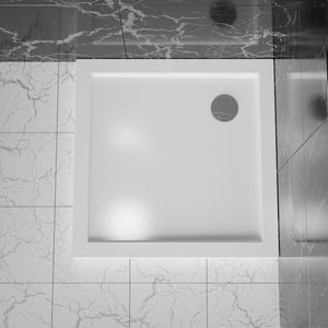 In Corner Drain Shower Base - White