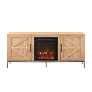Modern Farmhouse Barn Door Fireplace TV Stand For TVs Up To 65”