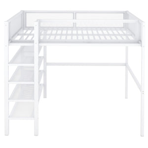 Loft Bed With 4 Tier Shelves And Storage