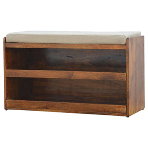Pull Out Shoe Bench - Chestnut / Mud Linen