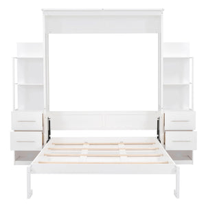 Murphy Wall Bed With Shelves, Drawers And LED Lights