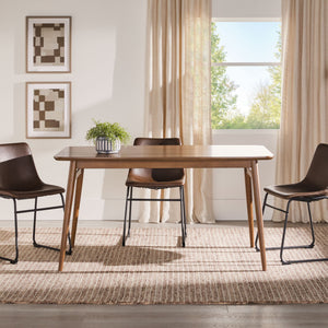 Mid-Century Modern Wood Tapered Legs Dining Table
