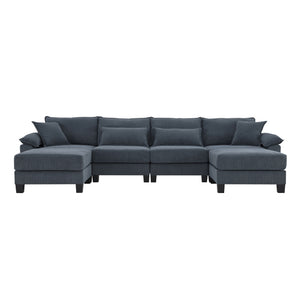 Wide Seat Modular Sectional Bed Sleeper Couch Set With Armrest Pillow 6 Seat, Free Combination Sofa With Ottomans Oversized