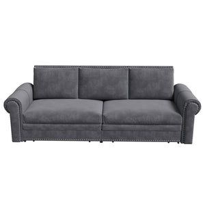 Pull Out Sofa Bed 3 In 1 Velvet Convertible Sleeper Sofa With Nailhead Trim & Rolled Arm, Multi Functional